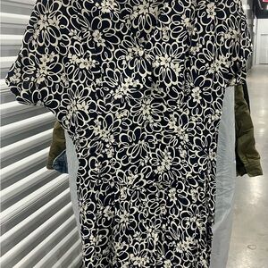 Banana Republic Black and Cream Floral Mini Dress